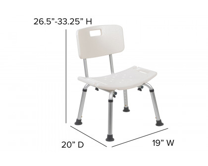 BLNK HERCULES Series Medical Adjustable Bath and Shower Chair with Back - White