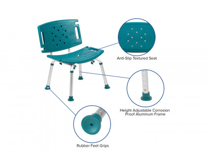 BLNK HERCULES Series Medical Adjustable Bath and Shower Chair with Extra Large Back - Teal