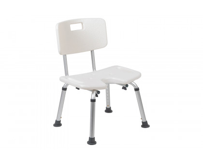 BLNK HERCULES Series Medical Adjustable Bath and Shower Chair with U-Shaped Cutout - White