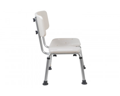 BLNK HERCULES Series Medical Adjustable Bath and Shower Chair with U-Shaped Cutout - White