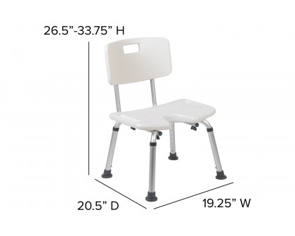 BLNK HERCULES Series Medical Adjustable Bath and Shower Chair with U-Shaped Cutout - White