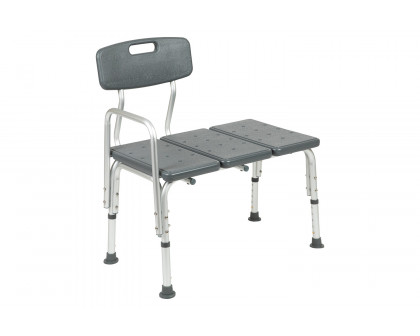 BLNK HERCULES Series Adjustable Bath and Shower Transfer Bench with Back and Side Arm - Gray