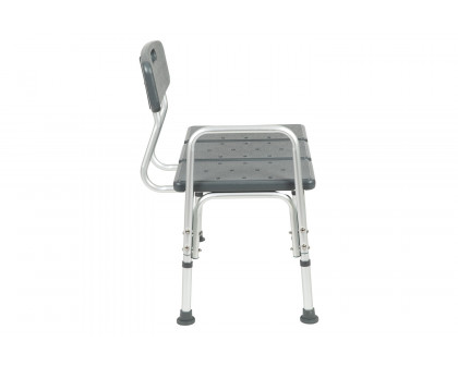 BLNK HERCULES Series Adjustable Bath and Shower Transfer Bench with Back and Side Arm - Gray