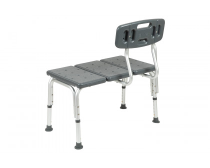 BLNK HERCULES Series Adjustable Bath and Shower Transfer Bench with Back and Side Arm - Gray