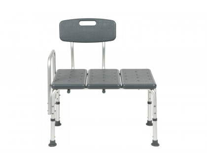 BLNK HERCULES Series Adjustable Bath and Shower Transfer Bench with Back and Side Arm - Gray