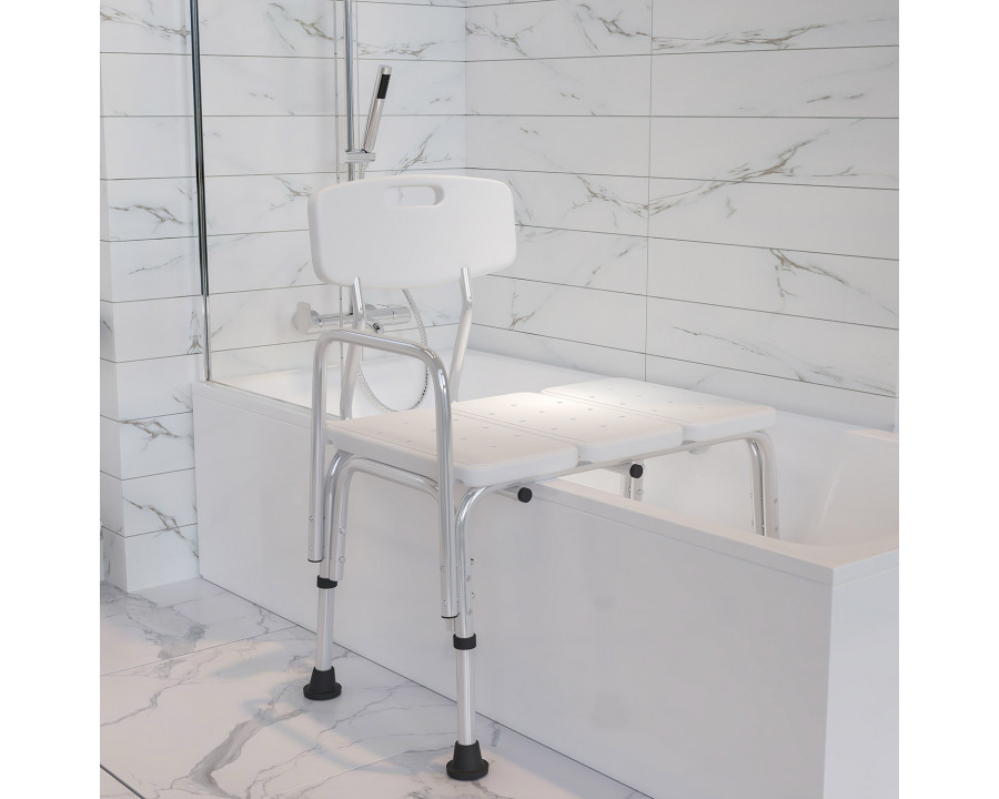 BLNK HERCULES Series Adjustable Bath and Shower Transfer Bench with Back and Side Arm