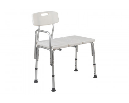 BLNK HERCULES Series Adjustable Bath and Shower Transfer Bench with Back and Side Arm - White