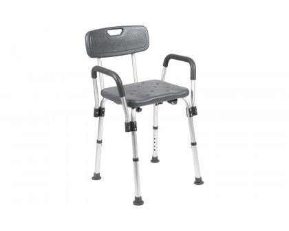 BLNK HERCULES Series Medical Adjustable Bath and Shower Chair with Depth Adjustable Back - Gray