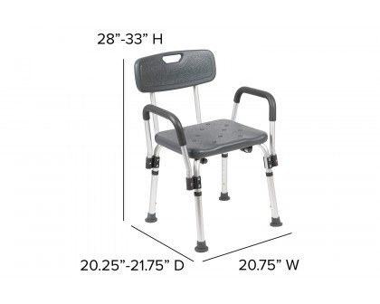 BLNK HERCULES Series Medical Adjustable Bath and Shower Chair with Depth Adjustable Back - Gray