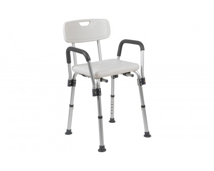 BLNK HERCULES Series Medical Adjustable Bath and Shower Chair with Depth Adjustable Back - White