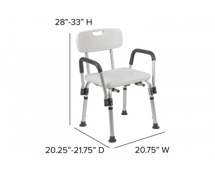 BLNK HERCULES Series Medical Adjustable Bath and Shower Chair with Depth Adjustable Back - White