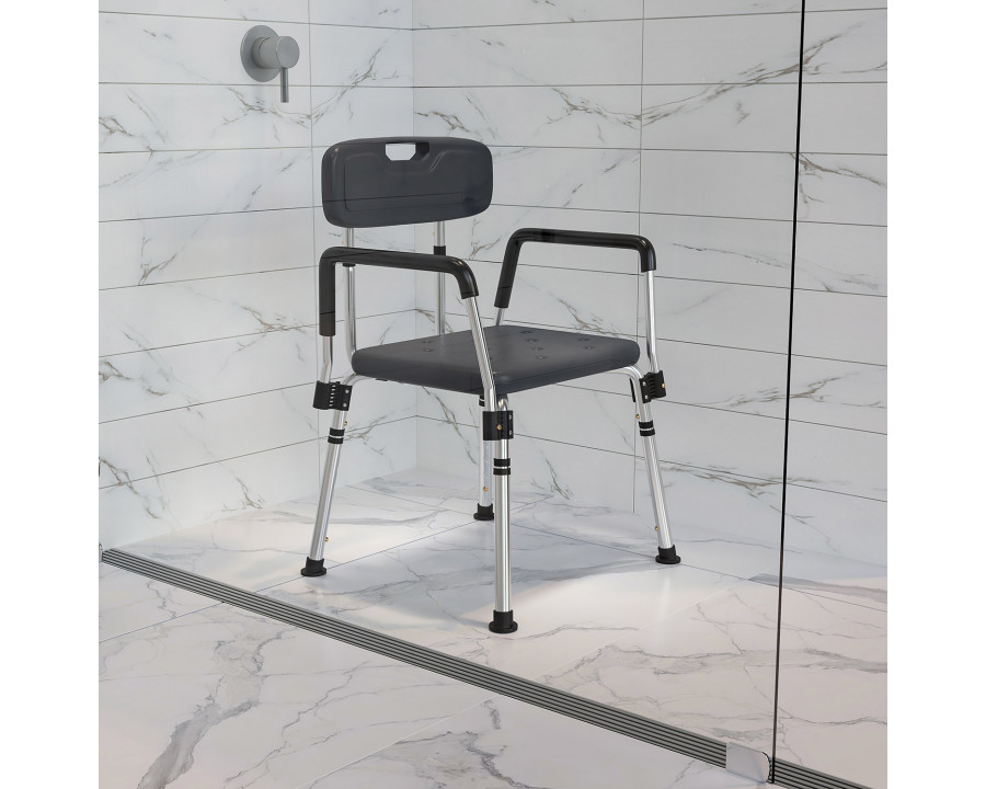 BLNK HERCULES Series Medical Adjustable Bath and Shower Chair with Quick Release Back and Arms - Gray