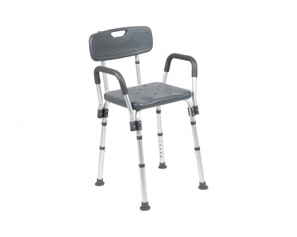 BLNK HERCULES Series Medical Adjustable Bath and Shower Chair with Quick Release Back and Arms - Gray