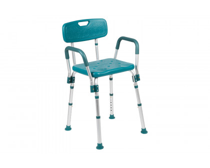 BLNK HERCULES Series Medical Adjustable Bath and Shower Chair with Quick Release Back and Arms - Teal