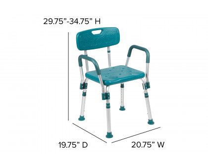 BLNK HERCULES Series Medical Adjustable Bath and Shower Chair with Quick Release Back and Arms - Teal