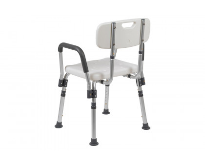 BLNK HERCULES Series Medical Adjustable Bath and Shower Chair with Quick Release Back and Arms - White