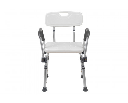 BLNK HERCULES Series Medical Adjustable Bath and Shower Chair with Quick Release Back and Arms - White