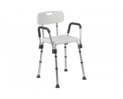 BLNK HERCULES Series Medical Adjustable Bath and Shower Chair with Quick Release Back and Arms - White