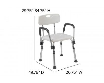 BLNK HERCULES Series Medical Adjustable Bath and Shower Chair with Quick Release Back and Arms - White