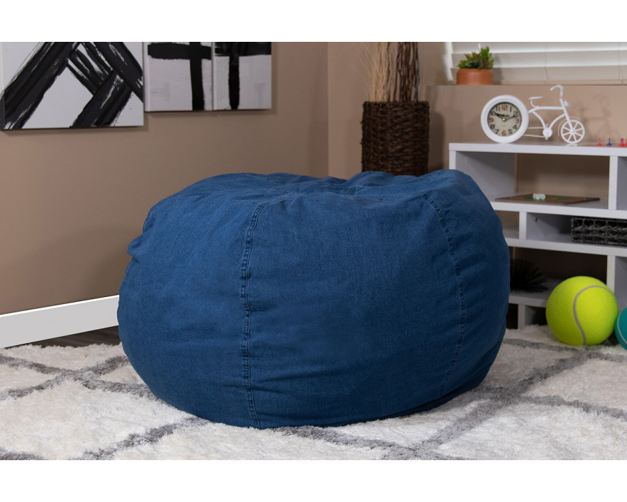 BLNK Duncan Oversized Refillable Bean Bag Chair for All Ages - Denim