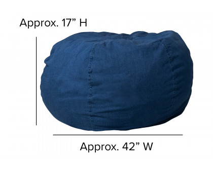 BLNK Duncan Oversized Refillable Bean Bag Chair for All Ages - Denim