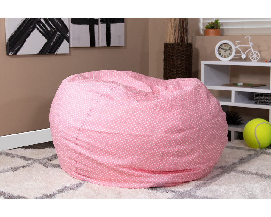 BLNK Duncan Oversized Refillable Bean Bag Chair for All Ages - Light Pink Dot