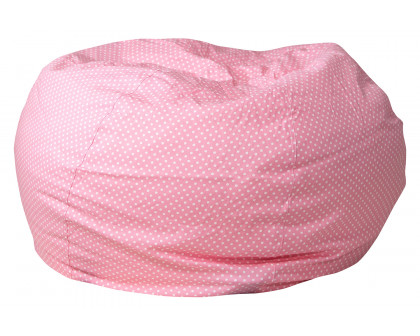 BLNK Duncan Oversized Refillable Bean Bag Chair for All Ages - Light Pink Dot