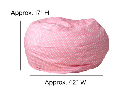 BLNK Duncan Oversized Refillable Bean Bag Chair for All Ages - Light Pink Dot