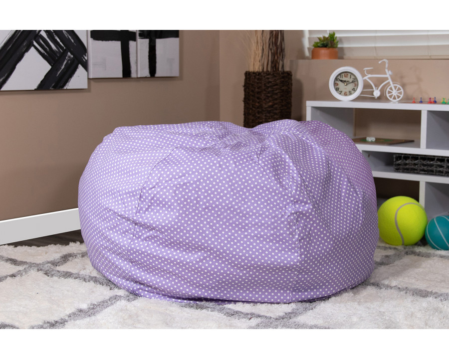 BLNK Duncan Oversized Refillable Bean Bag Chair for All Ages - Lavender Dot