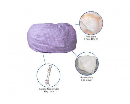 BLNK Duncan Oversized Refillable Bean Bag Chair for All Ages - Lavender Dot