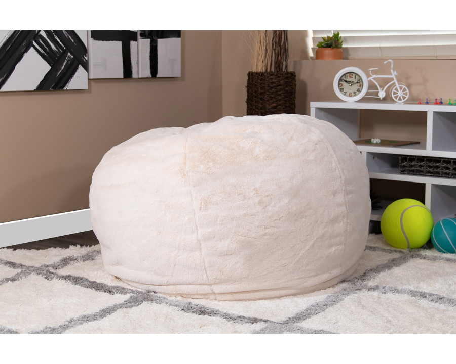 BLNK Duncan Oversized Refillable Bean Bag Chair for All Ages - White Furry