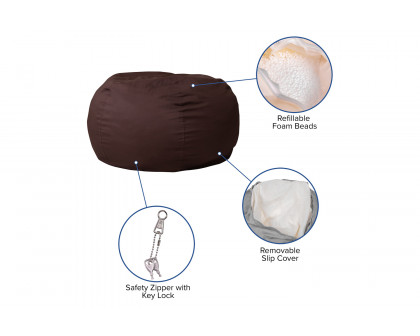 BLNK Duncan Oversized Refillable Bean Bag Chair for All Ages - Solid Brown