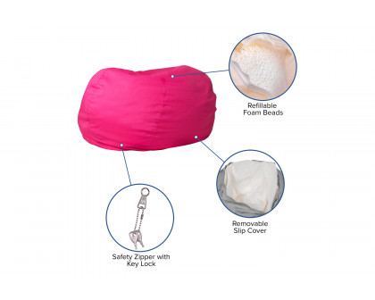 BLNK Duncan Oversized Refillable Bean Bag Chair for All Ages - Solid Hot Pink