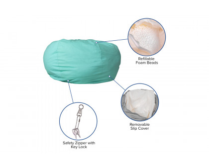 BLNK Duncan Oversized Refillable Bean Bag Chair for All Ages - Solid Mint Green