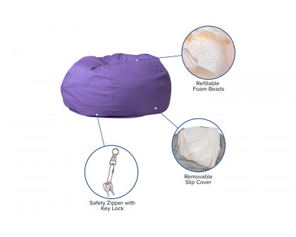 BLNK Duncan Oversized Refillable Bean Bag Chair for All Ages - Solid Purple