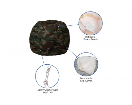 BLNK Dillon Small Refillable Bean Bag Chair for Kids and Teens - Camouflage