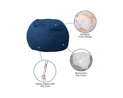 BLNK Dillon Small Refillable Bean Bag Chair for Kids and Teens - Denim