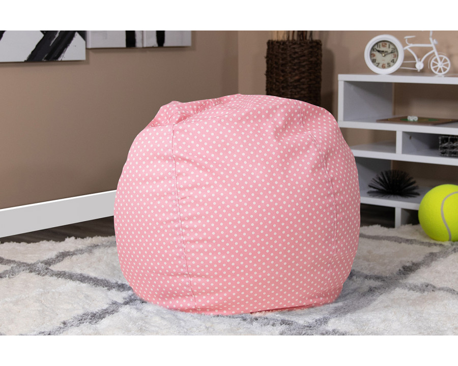 BLNK Dillon Small Refillable Bean Bag Chair for Kids and Teens - Light Pink Dot