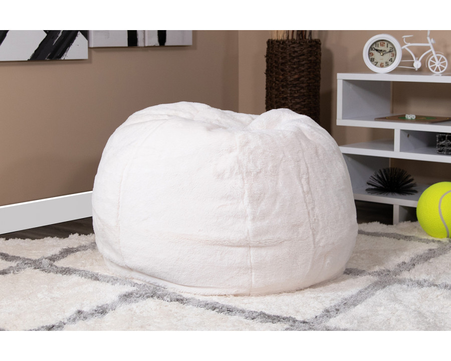 BLNK Dillon Small Refillable Bean Bag Chair for Kids and Teens - White Furry