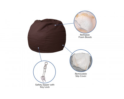 BLNK Dillon Small Refillable Bean Bag Chair for Kids and Teens - Solid Brown