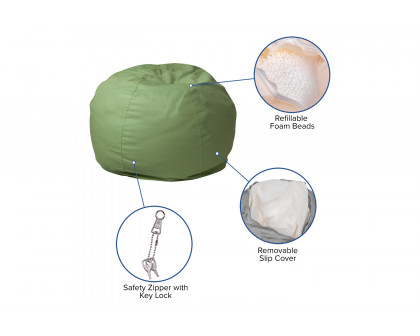 BLNK Dillon Small Refillable Bean Bag Chair for Kids and Teens - Solid Green