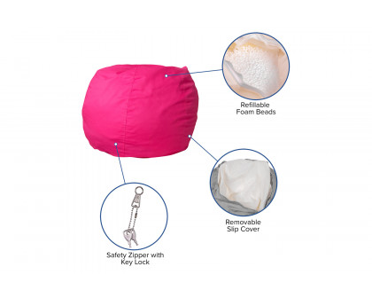 BLNK Dillon Small Refillable Bean Bag Chair for Kids and Teens - Solid Hot Pink