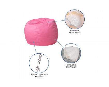 BLNK Dillon Small Refillable Bean Bag Chair for Kids and Teens - Solid Light Pink