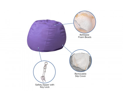 BLNK Dillon Small Refillable Bean Bag Chair for Kids and Teens - Solid Purple