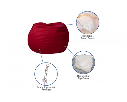 BLNK Dillon Small Refillable Bean Bag Chair for Kids and Teens - Solid Red