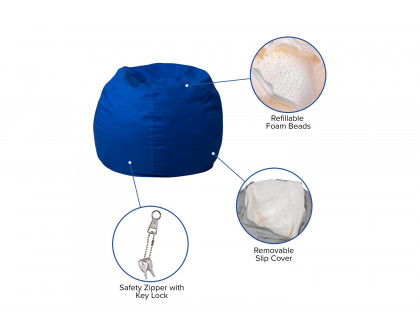 BLNK Dillon Small Refillable Bean Bag Chair for Kids and Teens - Solid Royal Blue