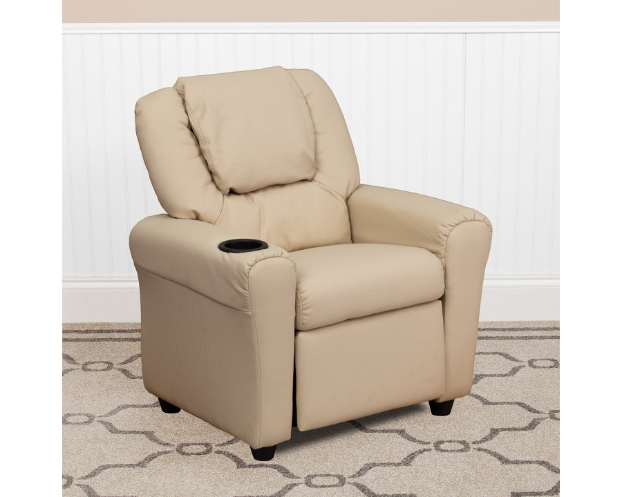 BLNK Vana Vinyl Contemporary Kids Recliner with Cup Holder and Headrest