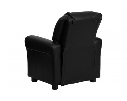 BLNK Vana LeatherSoft Contemporary Kids Recliner with Cup Holder and Headrest - Black