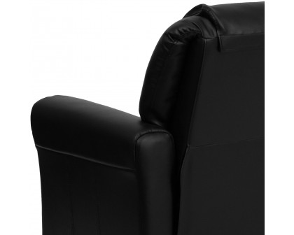 BLNK Vana LeatherSoft Contemporary Kids Recliner with Cup Holder and Headrest - Black