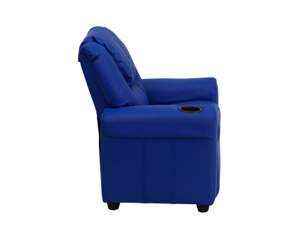 BLNK Vana Vinyl Contemporary Kids Recliner with Cup Holder and Headrest - Blue